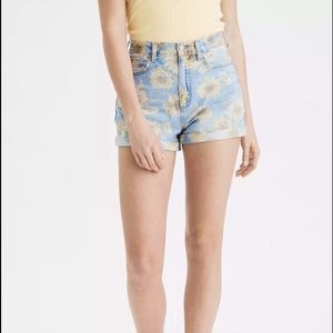 American eagle denim floral mom jean shorts